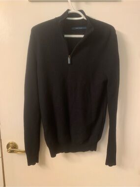 Perry Ellis Men's Black Quarter-Zip Sweater